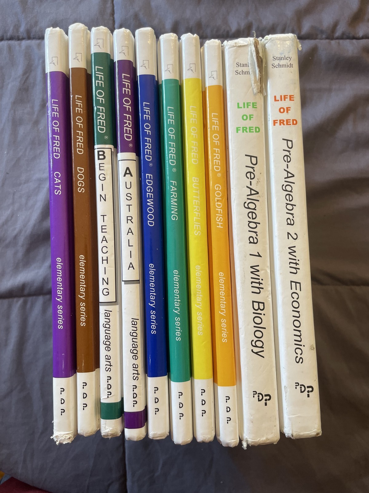 Life of Fred Textbook Lot – 10 Books – Elementary, Pre-Algebra, Language Arts